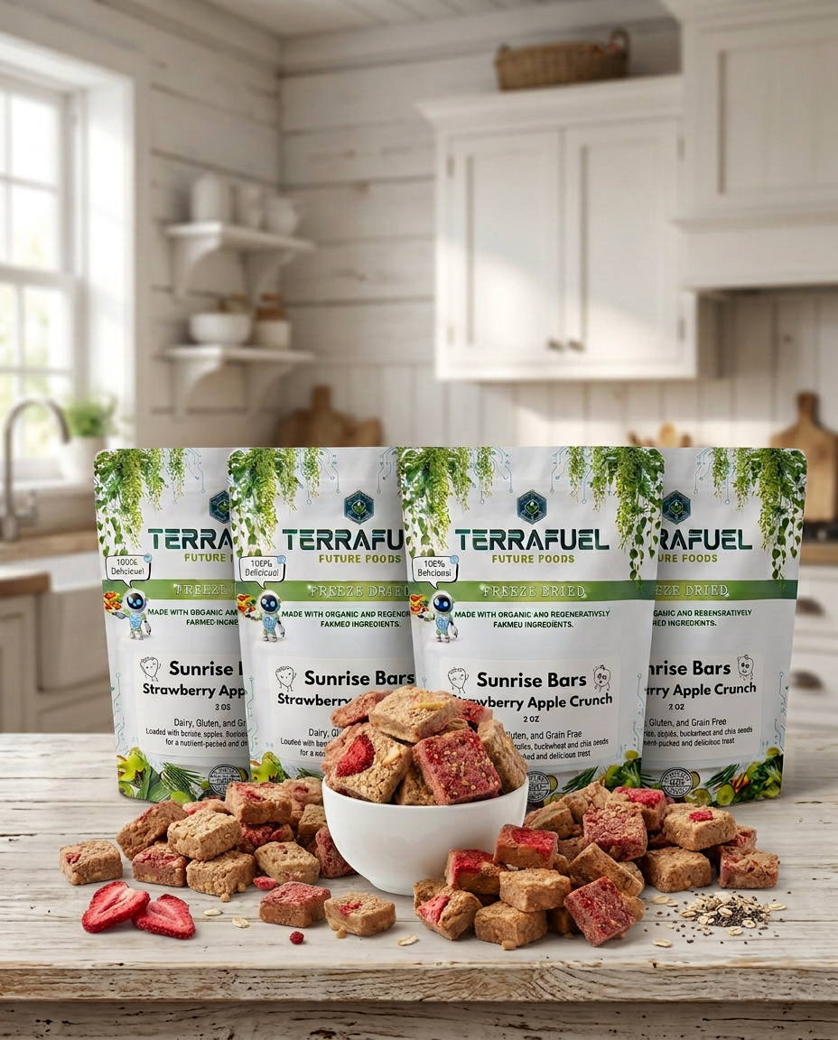 Strawberry Apple Crunch Bars 4-Pack | Real Fruit Snack Bar | No Artificial Ingredients | Terrafuel