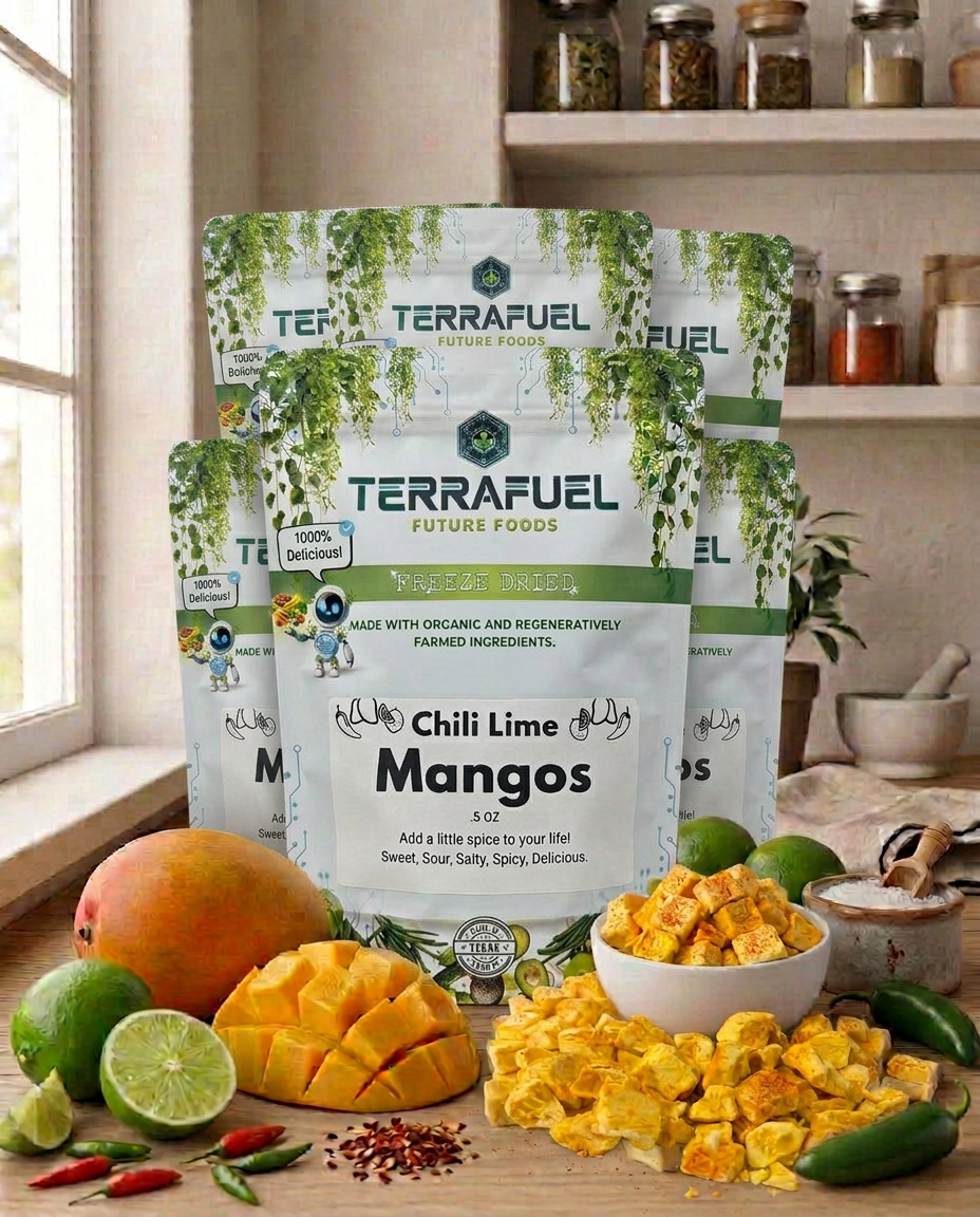 Chili Lime Mangos 6 Pack | Organic Freeze-Dried Fruit Snack | Terrafuel